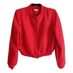 Jason Wu Tweed Bomber Jacket Red Size L
